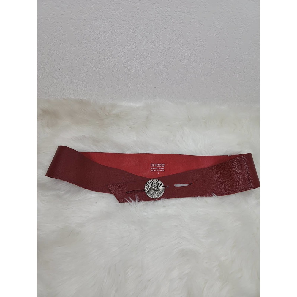 Chico's Red Leather Adjustable Belt L